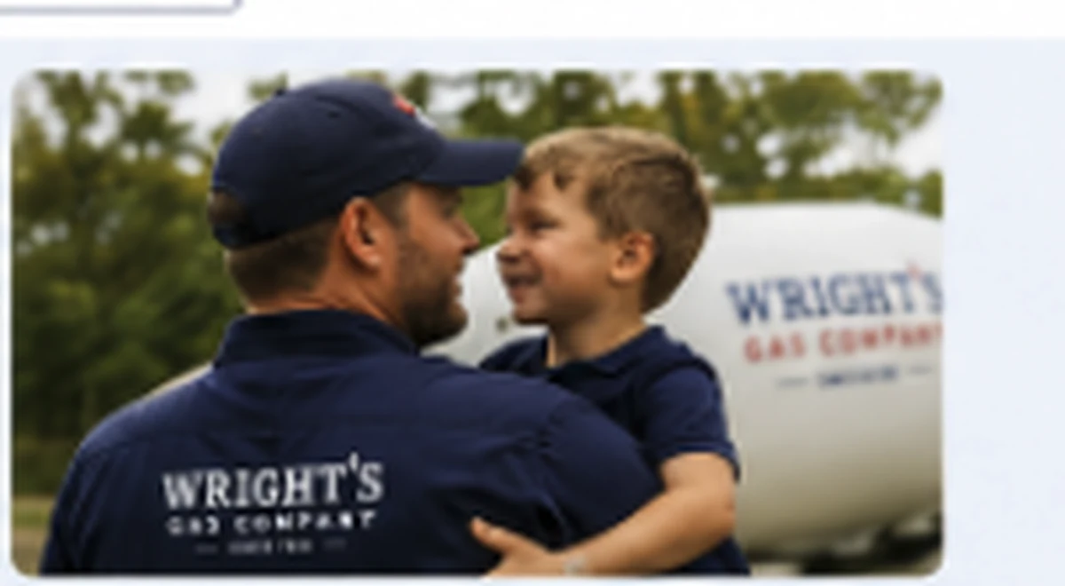 Wright's Gas team serving a local family