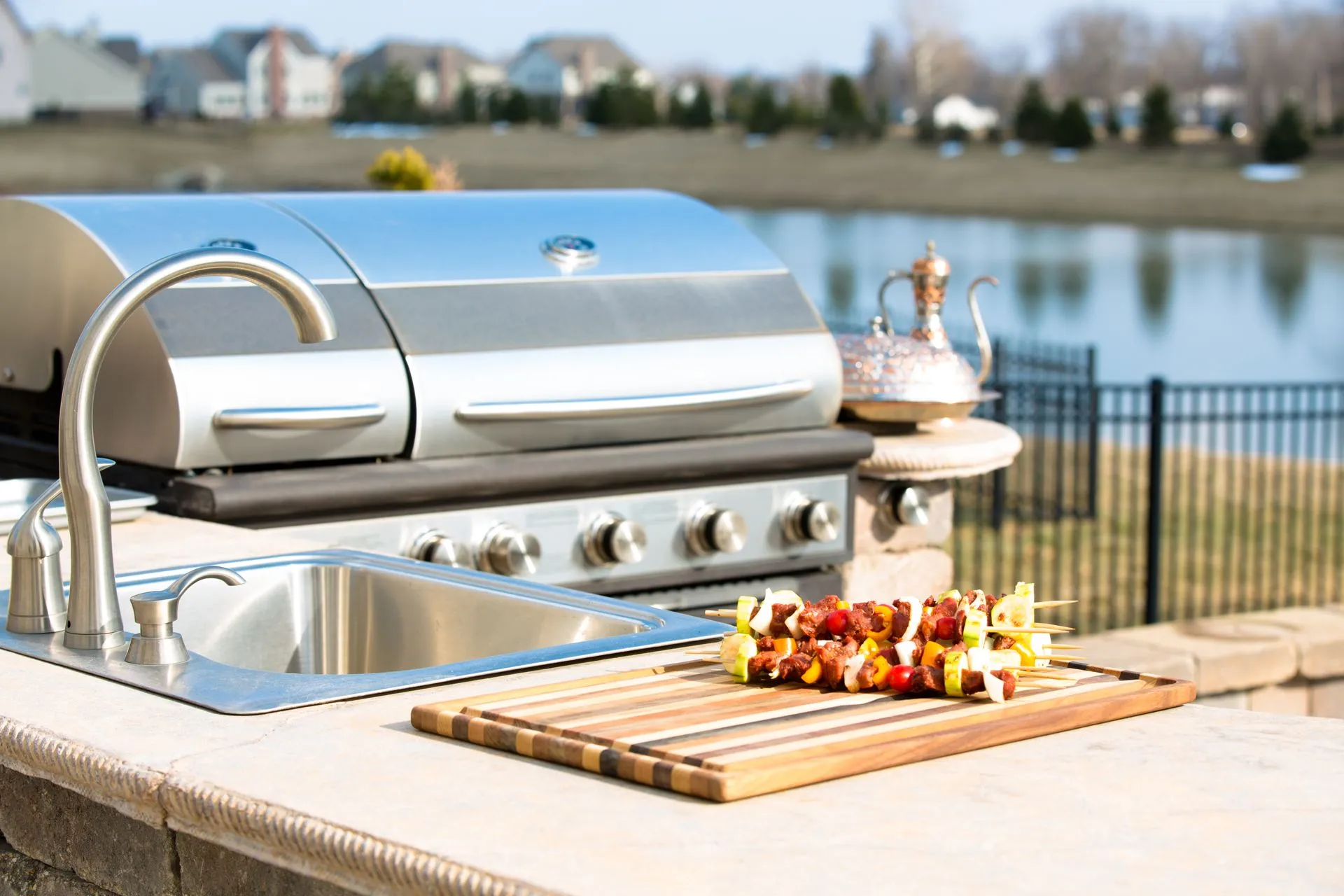 Propane outdoor kitchen and grill